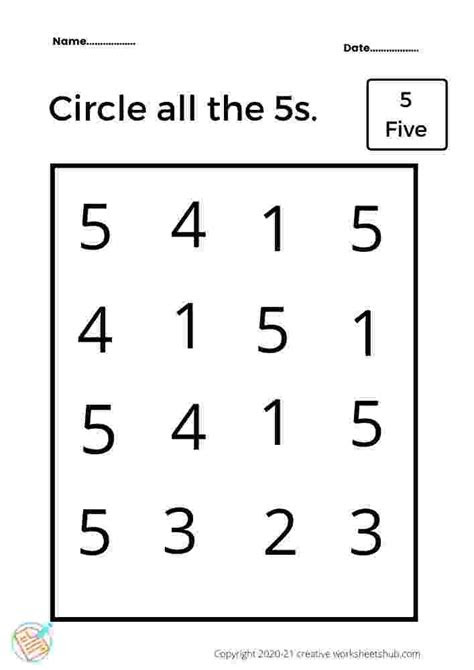  numbers worksheets for kindergarten creativeworksheetshub