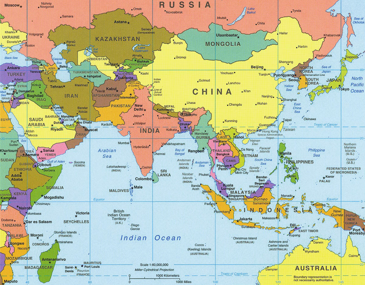 Cartina Asia Stati