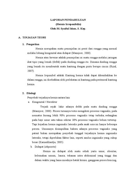 Laporan Pendahuluan Hernia Irreponible