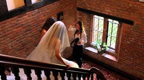 wedding fail  groom falls  stairs  brides dress