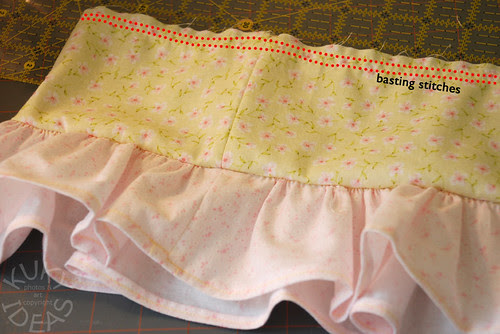 Bottom tier sewed to middle tier