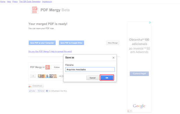 Nomeando o arquivo PDF criado pelo Google Chrome (Foto: Reprodução/Marvin Costa)