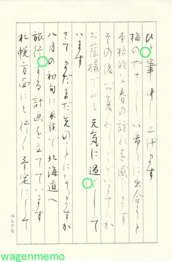 手紙の書き方 和玄メモ