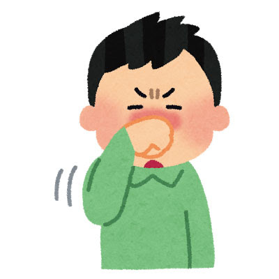 フリー素材 鼻をこする男性のイラスト 花粉やアレルギーに風邪の引き始めのデザインに