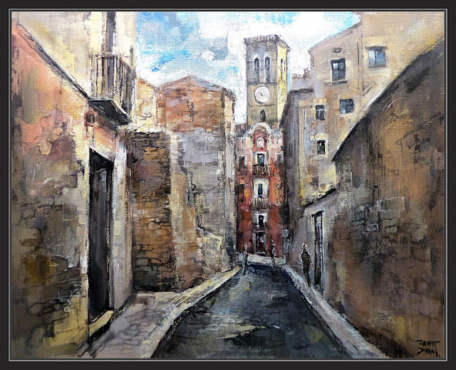 MANRESA-PINTURA-ART-SEU-CARRERS-BARRI ANTIC-PAISATGES-CARTELL-MORELLA-ESCOLA-LA FONT-NOM-CLASSE-ARTISTA-PINTOR-ERNEST DESCALS