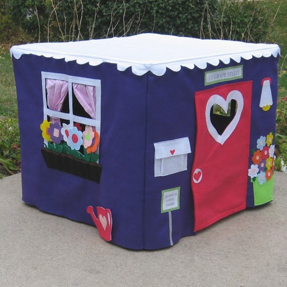 Knee High Cottage Card Table Playhouse, Royal Purple, Personalized, Custom Order