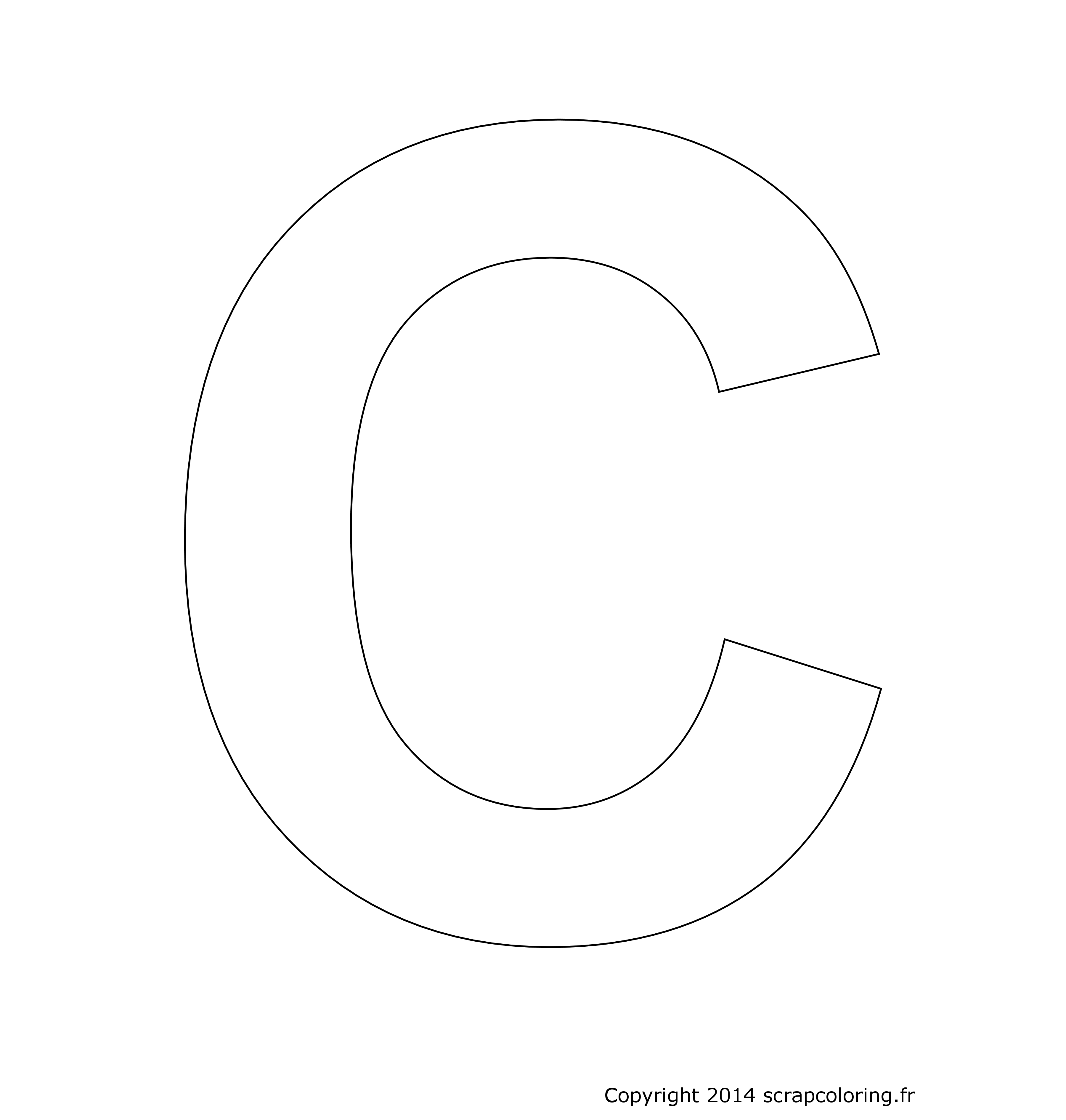 Une grande lettre C   colorier pour par exemple écrire en tr¨s grand son prénom Calogero Calvin Camille Candice Candide Clémence Clément Cloé