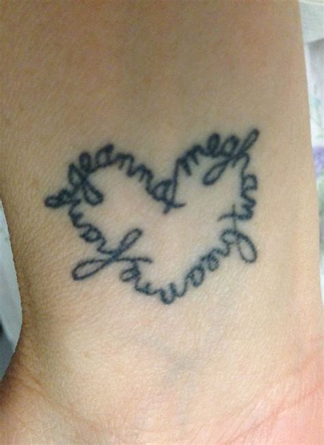 wrist tattoo   childrens names   handwriting