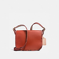 PATRICIA SADDLE 23 IN NATURAL REFINED LEATHER WITH PYTHON-EMBOSSED LEATHER TRIM - COACH f20899 - IMITATION GOLD/TERRACOTTA MULTI