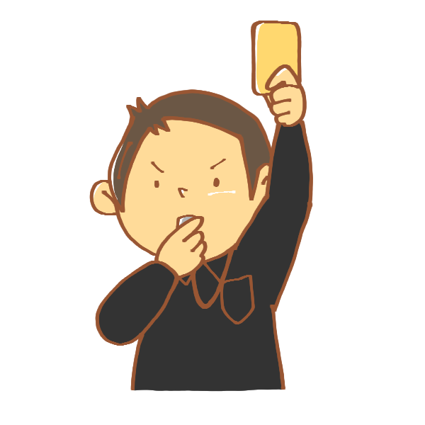 イエローカードを出す審判のイラスト かわいいフリー素材が無料のイラストレイン