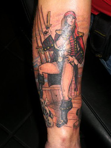 Pirate Pinup tattoo by Jon Poulson