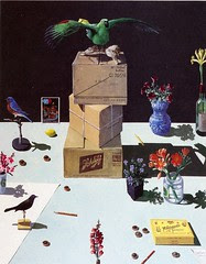 Paul Wonner's dutch still-life with stuffed birds and chocolates from the california artists cookbook