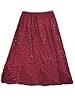 Retro Long Skirt Maroon Sequin Embroidered Cotton Boho Maxi Skirt