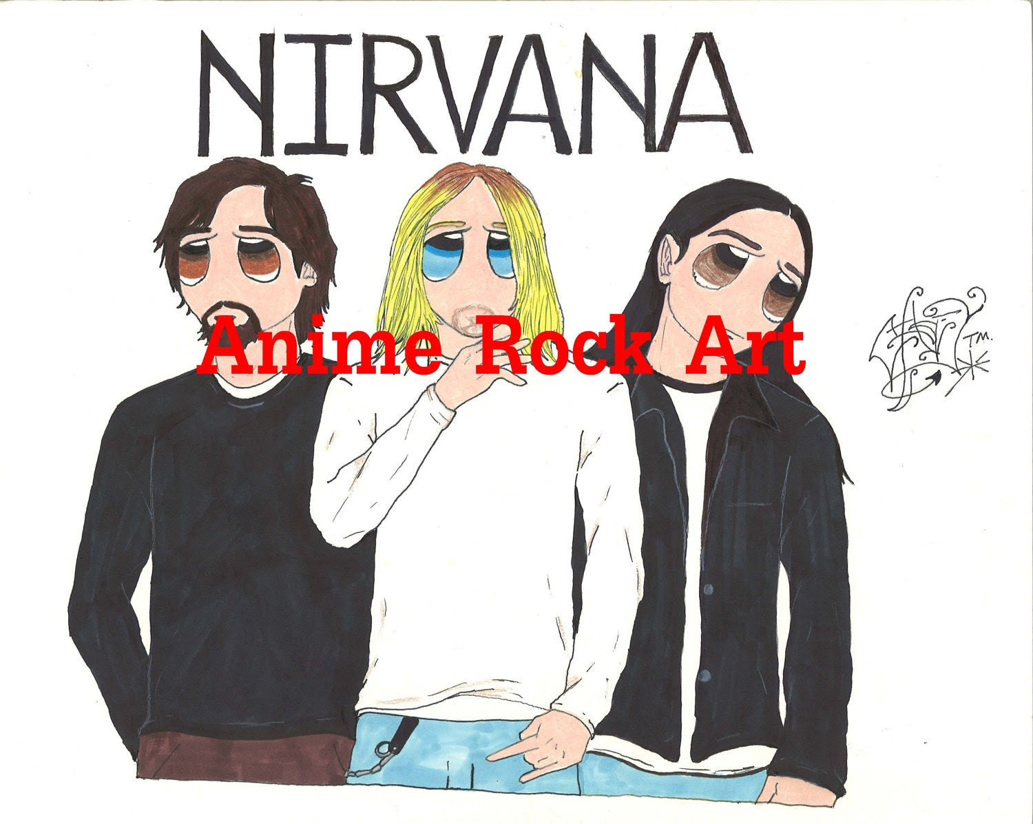 Nirvana Anime Art by animerockart on Etsy