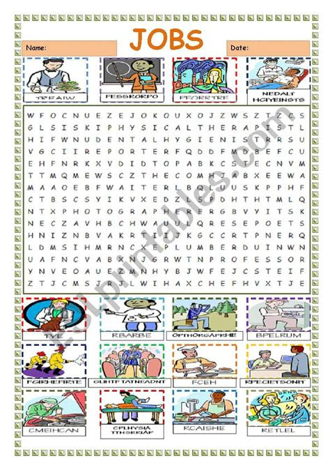 These free word searches below are an excellent way to educate your kids about the various professions and jobs, including . job word search esl worksheet by limetree22