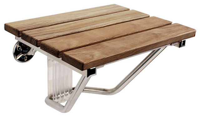 F Wood Folding Wall Mounted Shower Seat Bench By SteamSpa