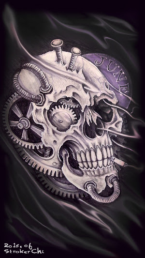 紫陽花カラーのスカル待ち受け いかがでしょう Stroker Tattoo