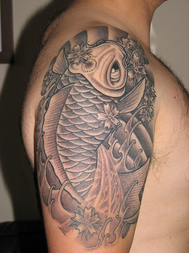 koi sleeve tattoos. and grey Koi Tattoo - Side