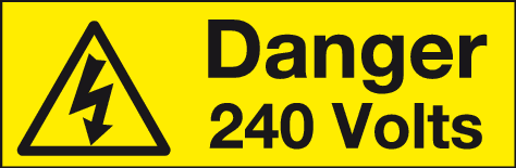 Danger 240 Volts warning label | Electrical labels