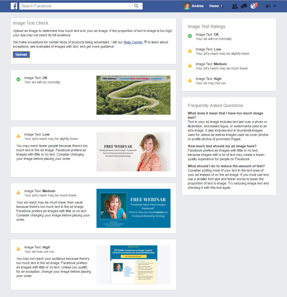Facebook Text rule images