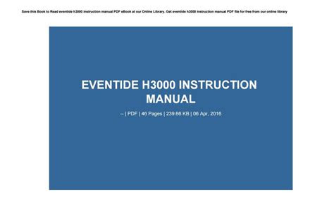 Read eventide h3000 user manual English PDF PDF
