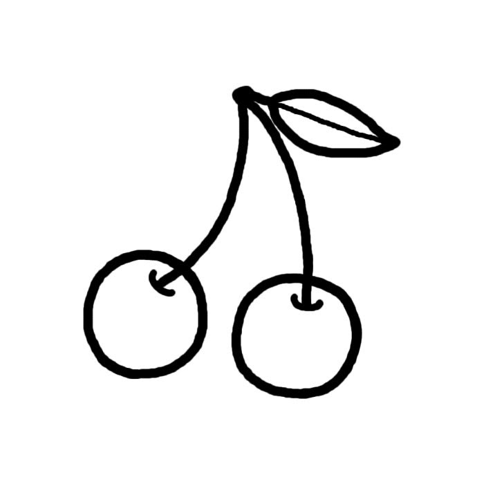 さくらんぼ 白黒 果物 食べ物 無料イラスト素材