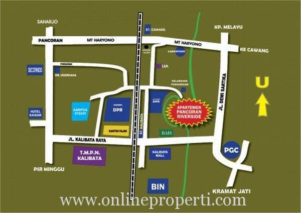 Dijual Apartemen Pancoran Riverside 2 BR Tower 1B BU Unfurnish PR1310