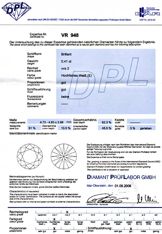 Foto 9, Diamant 0,41ct Brillant, DPL-Gutachten River VVS Juwel!, D5789