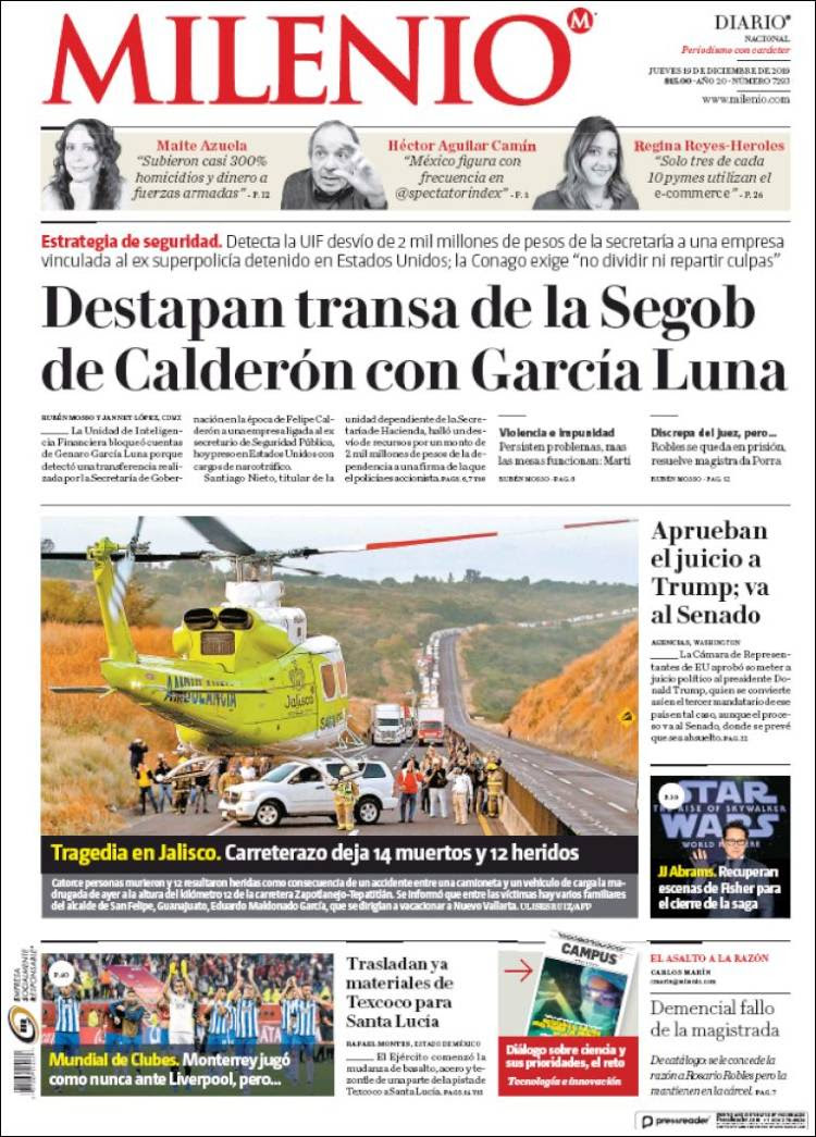 Portada de Milenio (México)