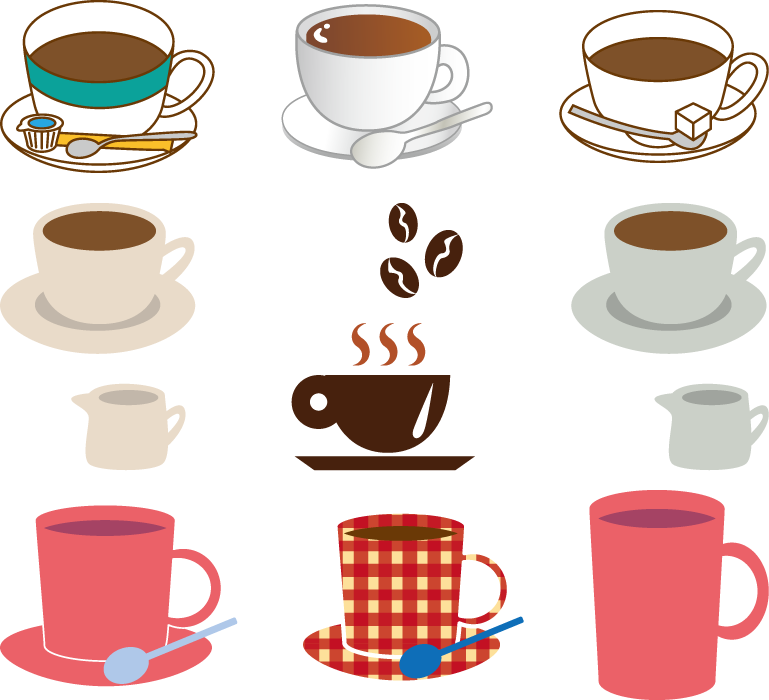 フリーイラスト 9種類のコーヒーのセットでアハ体験 Gahag 著作権フリー写真 イラスト素材集