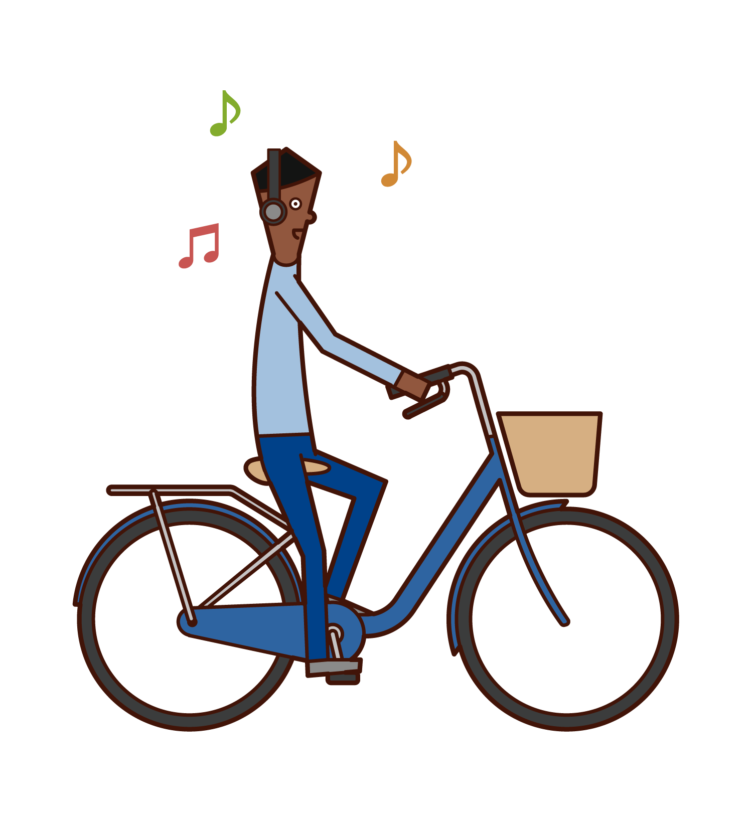 音楽を聴きなが自転車に乗る人 男性 のイラスト フリーイラスト素材 Kukukeke ククケケ