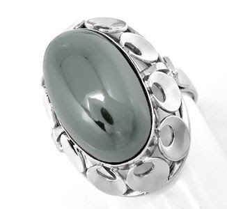 Originalfoto WEISSGOLD-HANDARBEITSRING 29ct HÄMATIT BLUTSTEIN 1.850€