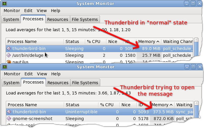 thunderbird memory