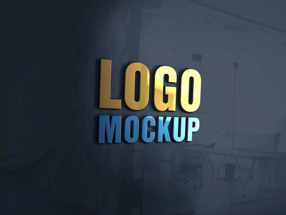 design 3d logo mockup MockUp 3D Logo Window Glass