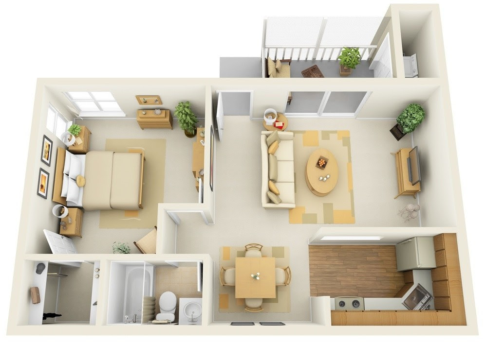 1 Bedroom Apartment House Plans House plans for narrow lots.