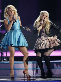 Miranda Lambert and Megan Trainor preforming at the cma's- all about that base