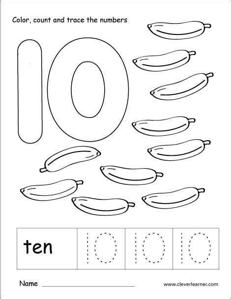  number 10 worksheets kindergarten