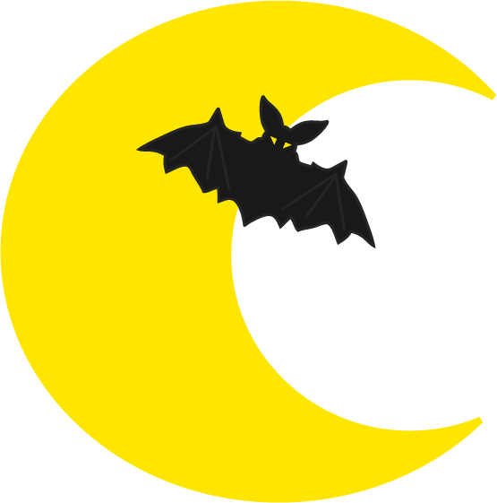 ハロウィン三日月とコウモリのイラスト 無料イラスト フリー素材