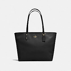 LARGE CITY ZIP TOTE IN CROSSGRAIN LEATHER - COACH f11926 - IMITATION GOLD/BLACK