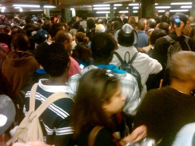 Insane Crowds At Columbus Circle, Thanks To Uptown Water Main Break Issues