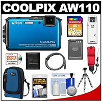 Nikon Coolpix AW110 Shock & Waterproof GPS Wi-Fi Digital Camera with 32GB Card + Battery + Case + Float Strap + HDMI Cable + Flex Tripod + Accessory Kit
