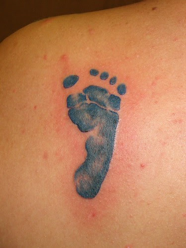 Blue Baby Footprint by Sacred Heart Tattoo, Lincoln NE