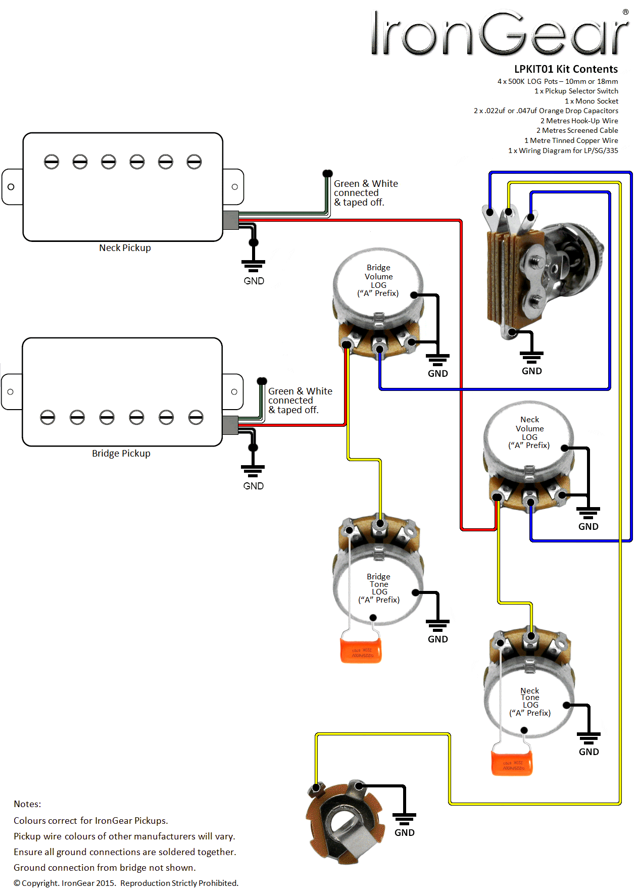Guitar Kits by Axetec - Wiring Kits for Les Paul / SG / 335