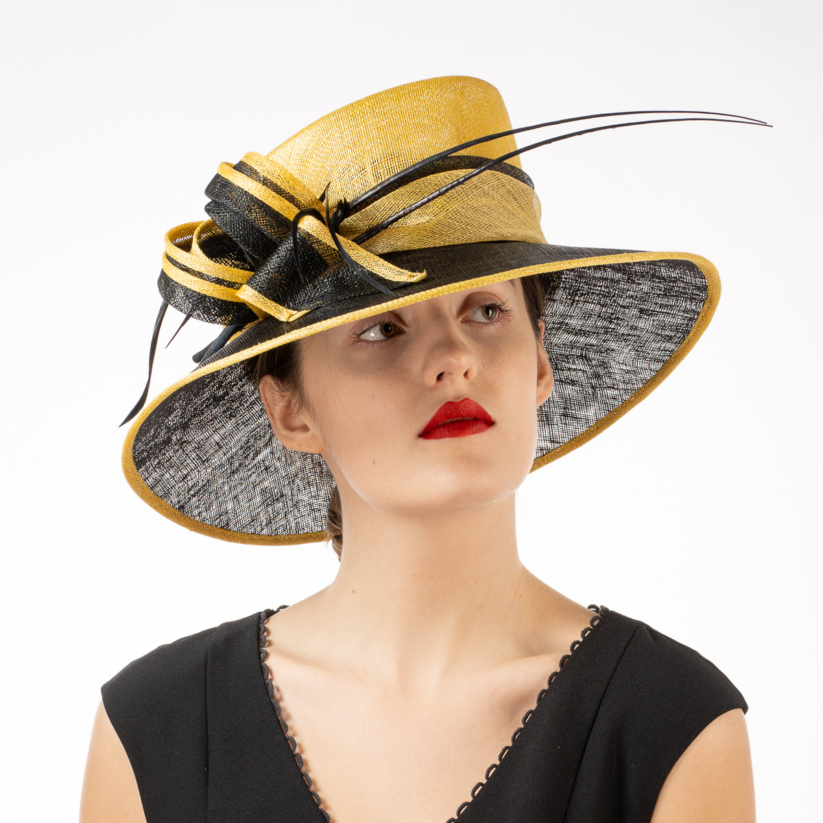 Yellow Black Two Tone Bow Sailor Sinamay Hats Yl Bk Sun Yorkos Kakyco Accessories