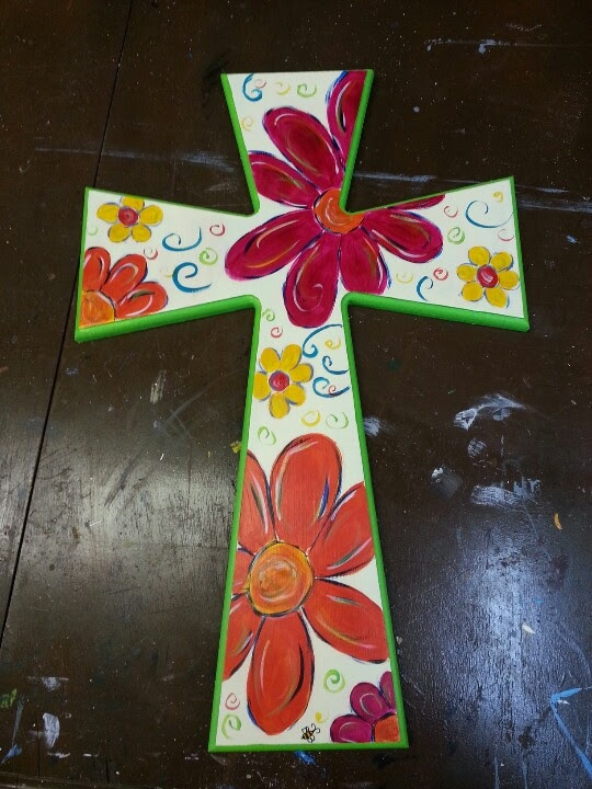 Hand painted wooden cross | Craft Ideas | Pinterest
