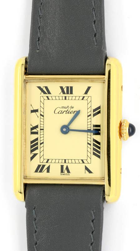 Originalfoto CARTIER TANK MUST DE CARTIER DA SILBER-GOLD 1.350€ NEUZ