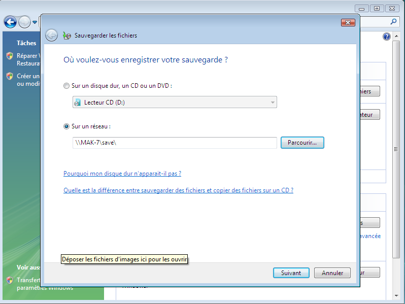 Tutoriel Centre Sauvegarde de Windows Vista/Seven