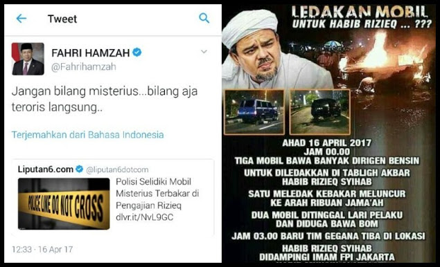 Polisi Selidiki Mobil Misterius Terbakar di Pengajian Rizieq, Fahri: “Jangan bilang misterius... bilang aja Teroris”