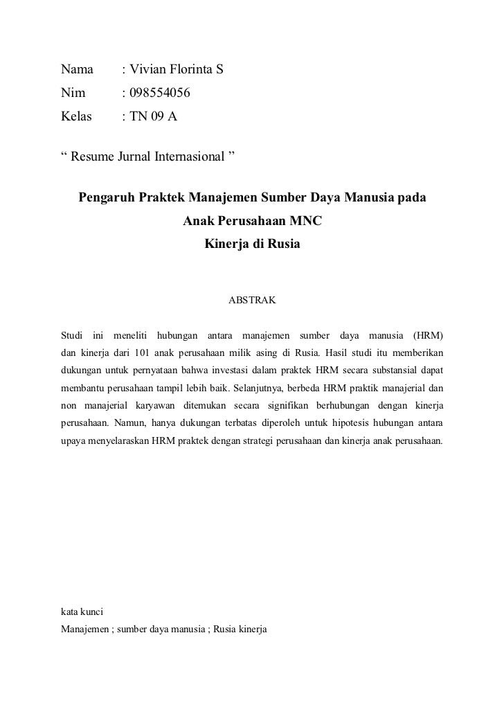 Resume jurnal internasional msdm