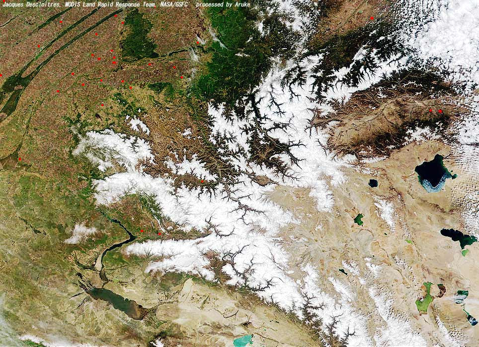 宇宙からみるアルタイ山脈 カナス湖 Altay Mountains From Space